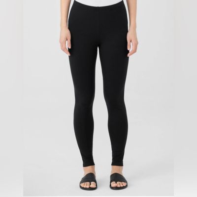 Eileen Fisher System Viscose Jersey Ankle Leggings Slim Fit, Ankle Length Black